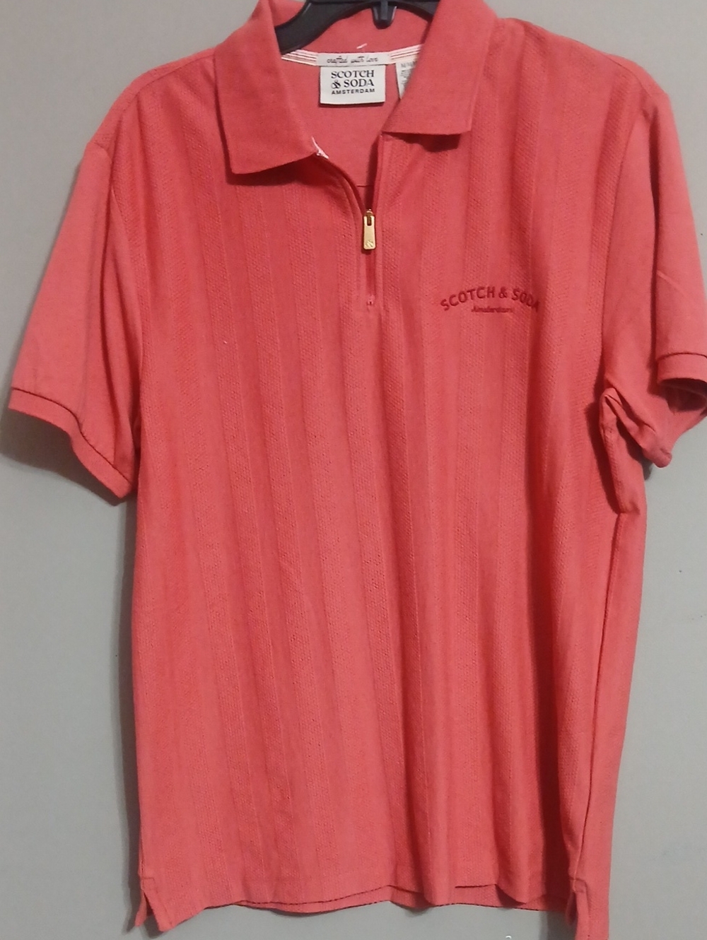 Scotch & Soda Men's Coral Zip Polo Shirt